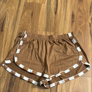 SHEIN Brown and White Athletic Shorts with Elastic Waistband